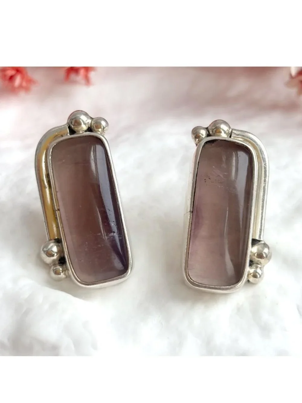 Amy Kahn Russell Amethyst Gemstone SW Vintage Sterling Silver 925 Stud Earrings